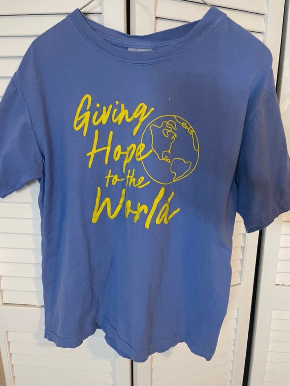 Kids Short Sleeve Graphic Tee - Blue "Giving Hope to the World"